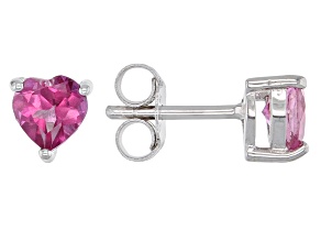 Pink Topaz Rhodium Over Sterling Silver Children's Earrings .56ctw