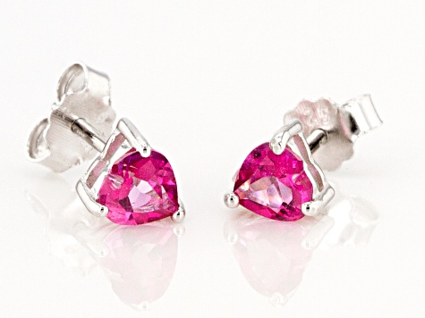 Pink Topaz Rhodium Over Sterling Silver Childrens Earrings .56ctw