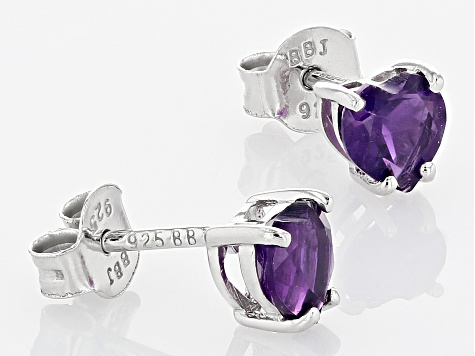 Purple African Amethyst 18k Yellow Gold Over Sterling Silver Childrens Birthstone Stud Earrings