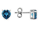 London Blue Topaz Rhodium Over Sterling Silver Childrens Birthstone Stud Earrings .94ctw