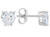 Blue Aquamarine Rhodium Over Sterling Silver Childrens Birthstone Stud Earrings 0.63ctw