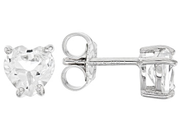 Picture of White Topaz Rhodium Over Sterling Silver Childrens Birthstone Earrings 0.94ctw