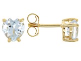 Blue Aquamarine 18k Yellow Gold Over Sterling Silver Childrens Birthstone Earrings 0.63ctw
