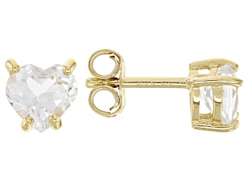 Picture of White Topaz 18k Yellow Gold Over Sterling Silver Childrens Birthstone Stud Earrings 0.94ctw