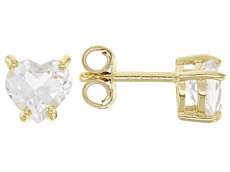 White Topaz 18k Yellow Gold Over Sterling Silver Childrens Birthstone Stud Earrings 0.94ctw