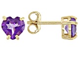 Purple Amethyst 18k Yellow Gold Over Sterling Silver Childrens Birthstone Stud Earrings 0.68ctw