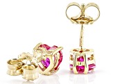 Red Lab Ruby 18k Yellow Gold Over Sterling Silver Childrens Birthstone Stud Earrings 0.98ctw