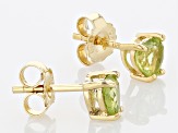 Green Peridot 18k Yellow Gold Over Sterling Silver Childrens Birthstone Stud Earrings