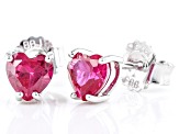 Red Lab Ruby Rhodium Over Sterling Silver Childrens Birthstone Stud Earrings 1.02ctw