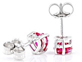 Red Lab Ruby Rhodium Over Sterling Silver Childrens Birthstone Stud Earrings 1.02ctw