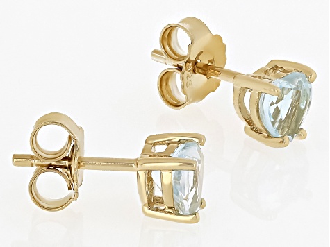 Sky Blue Topaz 18k Yellow Gold Over Sterling Silver Childrens Birthstone Stud Earrings 0.85ctw