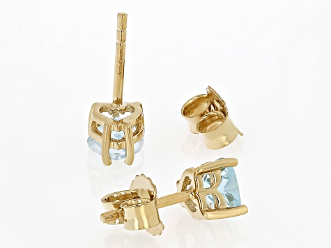 Sky Blue Topaz 18k Yellow Gold Over Sterling Silver Childrens Birthstone Stud Earrings 0.85ctw