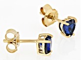 Blue Lab Created Sapphire 18k Yellow Gold Over Silver Childrens Birthstone Stud Earrings 1.02ctw