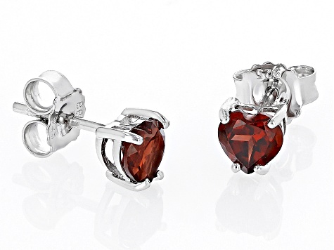 Red Garnet Rhodium Over Sterling Silver Childrens Birthstone Stud Earrings .95ctw
