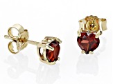 Red Garnet 18k Yellow Gold Over Sterling Silver Childrens Birthstone Stud Earrings .95ctw