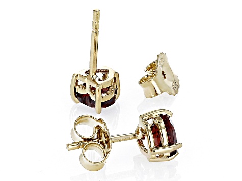 Red Garnet 18k Yellow Gold Over Sterling Silver Childrens Birthstone Stud Earrings .95ctw