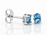 Swiss Blue Topaz Rhodium Over Sterling Silver Childrens Birthstone Stud Earrings .37ctw