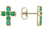 Green Emerald 10k Yellow Gold Childrens Cross Stud Earrings 0.28ctw