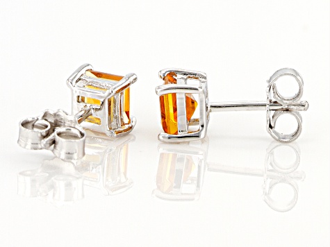 Golden Citrine Rhodium Over Silver Childrens Birthstone Earrings .43ctw