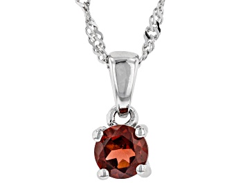 Picture of Red Garnet Rhodium Over Sterling Silver Childrens Birthstone Pendant with Chain .31ct