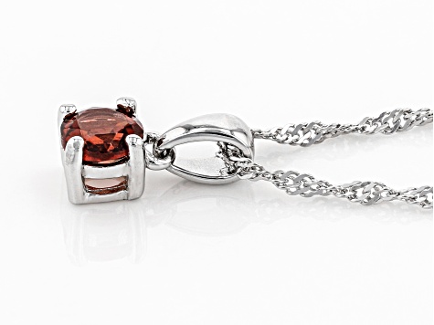 Red Garnet Rhodium Over Sterling Silver Childrens Birthstone Pendant with Chain .31ct