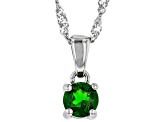 Green Chrome Diopside Rhodium Over Sterling Silver Childrens Pendant with Chain .23ct