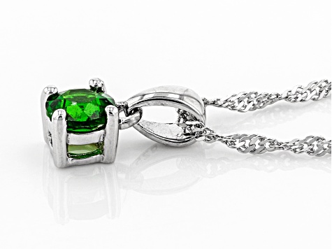 Green Chrome Diopside Rhodium Over Sterling Silver Childrens Pendant with Chain .23ct