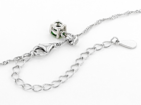 Green Chrome Diopside Rhodium Over Sterling Silver Childrens Pendant with Chain .23ct