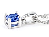 Blue Lab Created Spinel Rhodium Over Sterling Silver Children's Pendant with Chain .24ct