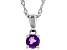 Purple Amethyst Rhodium Over Sterling Silver Childrens Birthstone Pendant with Chain .21ct
