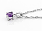 Purple Amethyst Rhodium Over Sterling Silver Childrens Birthstone Pendant with Chain .21ct