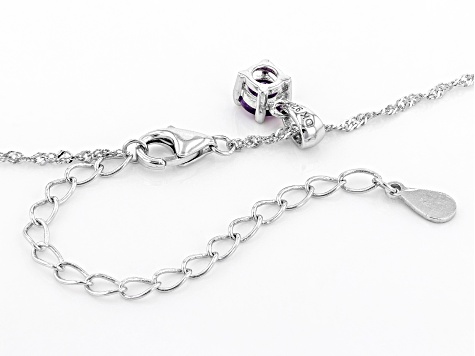 Purple Amethyst Rhodium Over Sterling Silver Childrens Birthstone Pendant with Chain .21ct