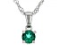 Green Lab Created Emerald Rhodium Over Silver Childrens Birthstone Pendant with Chain 0.23ct