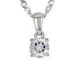 White Topaz Rhodium Over Silver Childrens Birthstone Pendant with Chain 0.23ct