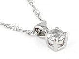 White Topaz Rhodium Over Silver Childrens Birthstone Pendant with Chain 0.23ct