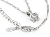 White Topaz Rhodium Over Silver Childrens Birthstone Pendant with Chain 0.23ct