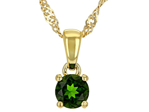 Green Chrome Diopside 18k Yellow Gold Over Sterling Silver Childrens Pendant with Chain 0.23ct