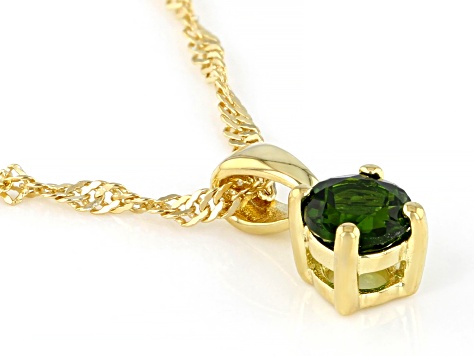 Green Chrome Diopside 18k Yellow Gold Over Sterling Silver Childrens Pendant with Chain 0.23ct