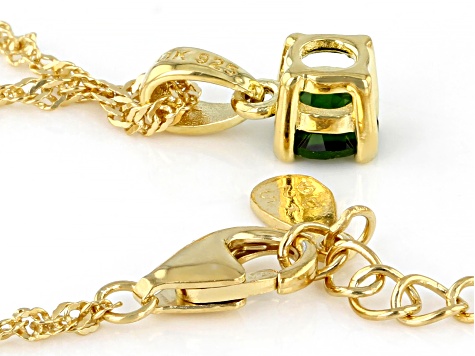 Green Chrome Diopside 18k Yellow Gold Over Sterling Silver Childrens Pendant with Chain 0.23ct