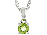 Green Peridot Rhodium Over Sterling Silver Childrens Birthstone Pendant with Chain 0.23ct