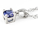 Blue Lab Created Sapphire Rhodium Over Silver Childrens Birthstone Pendant with Chain 0.23ct