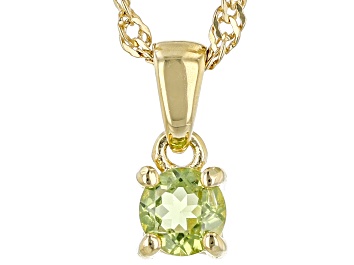 Picture of Green Peridot 18k Yellow Gold Over Sterling Silver Childrens Birthstone Pendant with Chain 0.24ctw