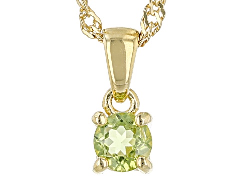 Green Peridot 18k Yellow Gold Over Sterling Silver Childrens Birthstone Pendant with Chain 0.24ctw