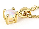 White Lab Opal 18k Yellow Gold Over Silver Childrens Birthstone Pendant with Chain 0.08ctw