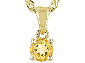 Picture of Yellow Citrine 18k Yellow Gold Over Sterling Silver Childrens Birthstone Pendant with Chain 0.20ct