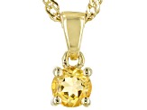 Yellow Citrine 18k Yellow Gold Over Sterling Silver Childrens Birthstone Pendant with Chain 0.20ct