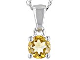 Yellow Citrine Rhodium Over Sterling Silver Childrens Birthstone Pendant with Chain 0.25ct