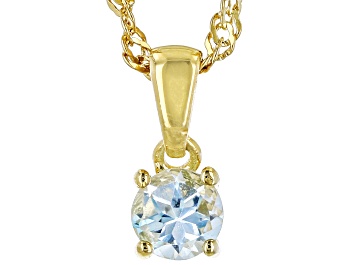 Picture of Sky Blue Topaz 18k Yellow Gold Over Sterling Silver Childrens Birthstone Pendant with Chain 0.31ct