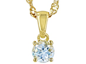 Sky Blue Topaz 18k Yellow Gold Over Sterling Silver Childrens Birthstone Pendant with Chain 0.31ct