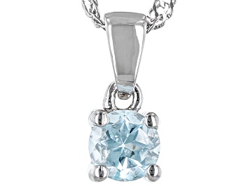 Picture of Sky Blue Topaz Rhodium Over Sterling Silver Childrens Birthstone Pendant with Chain 0.31ct